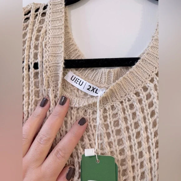 NWT Beige Knit Women's pull over sweater size xxl coastal - Picture 2 of 6